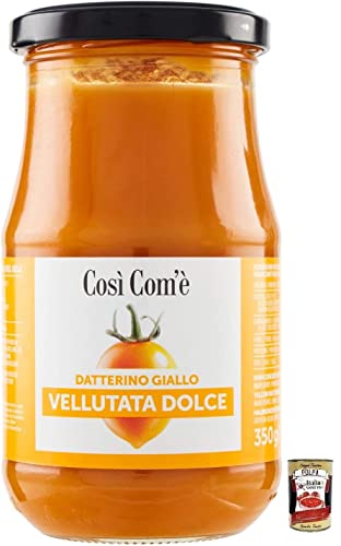 Così Com'è Vellutata Dolce di Datterino Giallo,Süße Creme aus Gelben Datterini-Tomaten,Italienische Tomaten,350g Glas + Italian Gourmet Polpa di Pomodoro 400g Dose Così Com'è Vellutata Dolce di Datterino Giallo,Süße Creme aus Gelben Datterini-Tomaten,Italienische Tomaten,350g Glas + Italian Gourmet Polpa di Pomodoro 400g Dose von Italian Gourmet E.R.