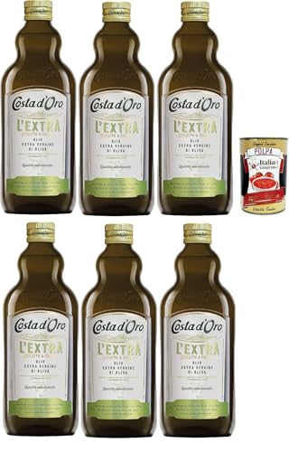 Costa d'Oro Extra, die zusätzliche 1l. Kälte extrahiert extrahiertes Olivenöl extrahiert. Ausgewogener Geschmack, geeignet für alle Rezepte und als Salatgewürz, 6x 1 lt + Italian Gourmet polpa 400g Costa d'Oro Extra, die zusätzliche 1l. Kälte extrahiert extrahiertes Olivenöl extrahiert. Ausgewogener Geschmack, geeignet für alle Rezepte und als Salatgewürz, 6x 1 lt + Italian Gourmet polpa 400g von Italian Gourmet E.R.