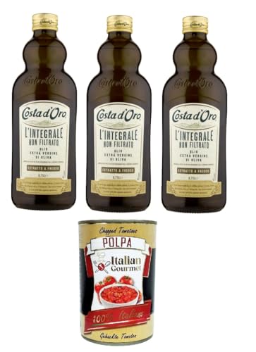 Costa d'Oro l'Integrale Vollkorn natürliches ungefiltertes natives Olivenöl extra, 3x 750 ml + Italian Gourmet polpa 400g Costa d'Oro l'Integrale Vollkorn natürliches ungefiltertes natives Olivenöl extra, 3x 750 ml + Italian Gourmet polpa 400g von Italian Gourmet E.R.
