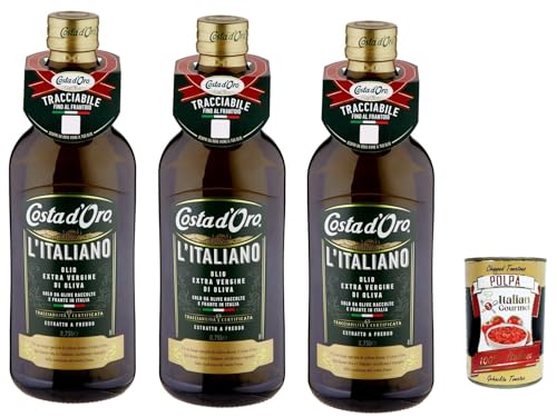 Costa d'oro l'italiano olio extra vergine di oliva, Natives Olivenöl extra 100% italienisch, 3x 1Lt + Italian Gourmet polpa 400g Costa d'oro l'italiano olio extra vergine di oliva, Natives Olivenöl extra 100% italienisch, 3x 1Lt + Italian Gourmet polpa 400g von Italian Gourmet E.R.