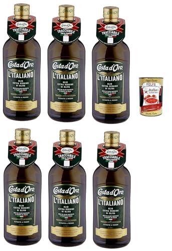Costa d'oro l'italiano olio extra vergine di oliva, Natives Olivenöl extra 100% italienisch, 6x 1Lt + Italian Gourmet polpa 400g Costa d'oro l'italiano olio extra vergine di oliva, Natives Olivenöl extra 100% italienisch, 6x 1Lt + Italian Gourmet polpa 400g von Italian Gourmet E.R.