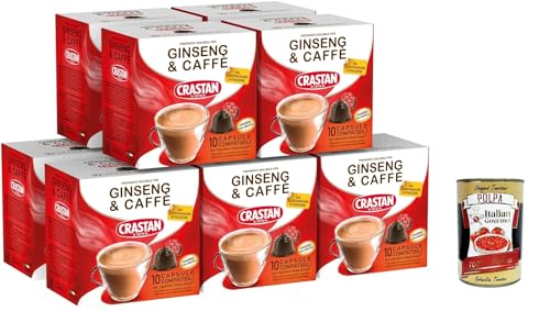 Crastan, 100 Kapseln, 10 Kisten aus 10 Kapseln Ginseng und Kaffeetränk, Kapseln kompatibel mit süßem Geschmack, um zu süßen, glutenfrei, 100% in Italien hergestellt + Italian Gourmet polpa 400g Crastan, 100 Kapseln, 10 Kisten aus 10 Kapseln Ginseng und Kaffeetränk, Kapseln kompatibel mit süßem Geschmack, um zu süßen, glutenfrei, 100% in Italien hergestellt + Italian Gourmet polpa 400g von Italian Gourmet E.R.