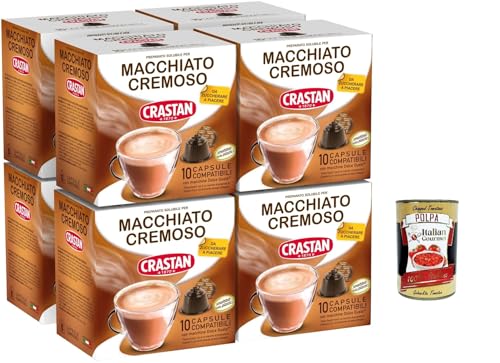 Crastan, 80 Kapseln, 8 Kisten aus 10 Kapseln Macchiato e cremoso Geschmack, Kapseln, die mit süßem Geschmack kompatibel sind, um zu süßen zu schmecken + Italian Gourmet polpa 400g Crastan, 80 Kapseln, 8 Kisten aus 10 Kapseln Macchiato e cremoso Geschmack, Kapseln, die mit süßem Geschmack kompatibel sind, um zu süßen zu schmecken + Italian Gourmet polpa 400g von Italian Gourmet E.R.