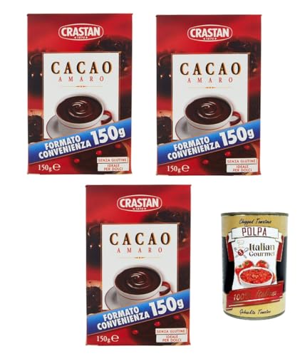 Crastan, cacao in polvere, Kakaopulver, Ideal für süß und cakes, gluten free 3x 150g + Italian Gourmet polpa 400g Crastan, cacao in polvere, Kakaopulver, Ideal für süß und cakes, gluten free 3x 150g + Italian Gourmet polpa 400g von Italian Gourmet E.R.