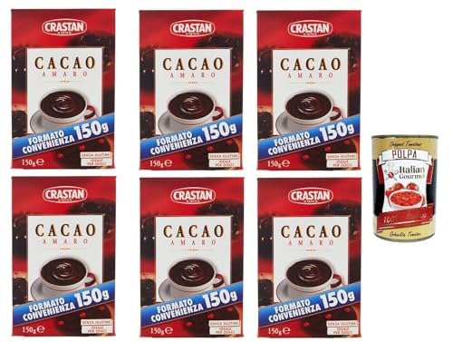Crastan, cacao in polvere, Kakaopulver, Ideal für süß und cakes, gluten free 6x 150g + Italian Gourmet polpa 400g Crastan, cacao in polvere, Kakaopulver, Ideal für süß und cakes, gluten free 6x 150g + Italian Gourmet polpa 400g von Italian Gourmet E.R.