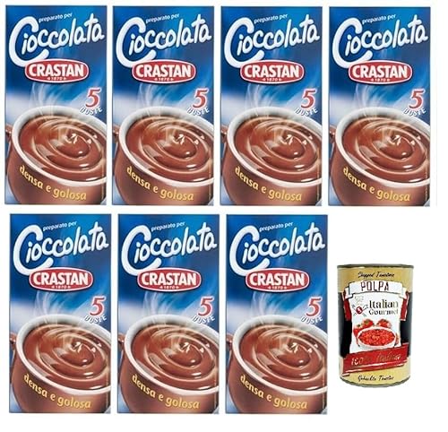 Crastan Cioccolata, Pulver Zubereitung für Schokolade, 7x 125g Packung, Jede Packung enthält 5 Beutel à 25g + Italian Gourmet polpa 400g von Italian Gourmet E.R.