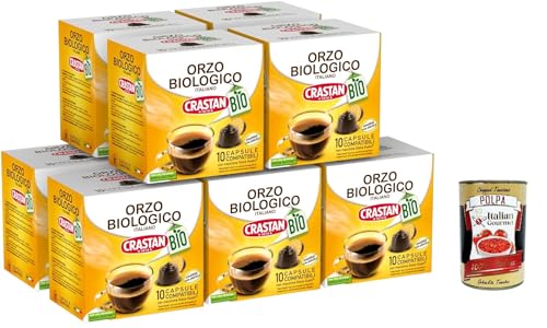 Crastan Orzo, 100 Kapseln, 10 Kisten mit 10 Kapseln Gerstengetränk, Kapseln, die mit süßem Geschmack, glutenfreies Getränk, ohne Koffein und Zucker + Italian Gourmet polpa 400g Crastan Orzo, 100 Kapseln, 10 Kisten mit 10 Kapseln Gerstengetränk, Kapseln, die mit süßem Geschmack, glutenfreies Getränk, ohne Koffein und Zucker + Italian Gourmet polpa 400g von Italian Gourmet E.R.