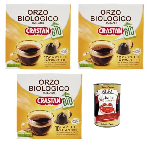 Crastan Orzo, 30 Kapseln, 3 Kisten mit 10 Kapseln Gerstengetränk, Kapseln, die mit süßem Geschmack, glutenfreies Getränk, ohne Koffein und Zucker + Italian Gourmet polpa 400g Crastan Orzo, 30 Kapseln, 3 Kisten mit 10 Kapseln Gerstengetränk, Kapseln, die mit süßem Geschmack, glutenfreies Getränk, ohne Koffein und Zucker + Italian Gourmet polpa 400g von Italian Gourmet E.R.