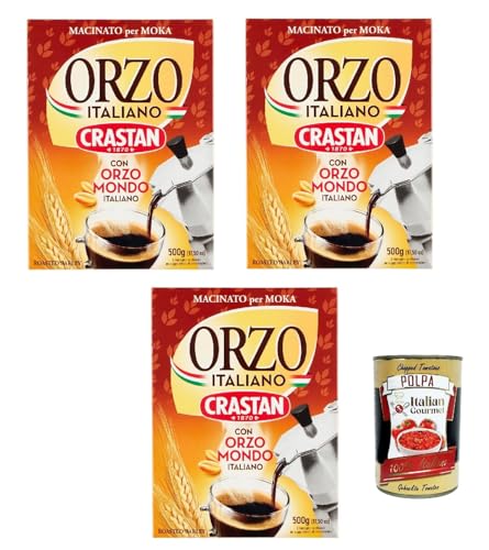Crastan Orzo moka , Geröstete und gemahlene Gerste für Mokka, Gerste Getreidekaffee Kaffee 3x 500gr + Italian Gourmet polpa 400g Crastan Orzo moka , Geröstete und gemahlene Gerste für Mokka, Gerste Getreidekaffee Kaffee 3x 500gr + Italian Gourmet polpa 400g von Italian Gourmet E.R.