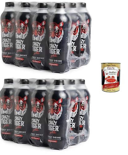 Crazy Tiger | Energy Drink Ursprünglicher Geschmack mit Koffein, Taurin, Vitaminen und -50 % Zucker 24x 500ml+ Italian Gourmet polpa 400g Crazy Tiger | Energy Drink Ursprünglicher Geschmack mit Koffein, Taurin, Vitaminen und -50 % Zucker 24x 500ml+ Italian Gourmet polpa 400g von Italian Gourmet E.R.