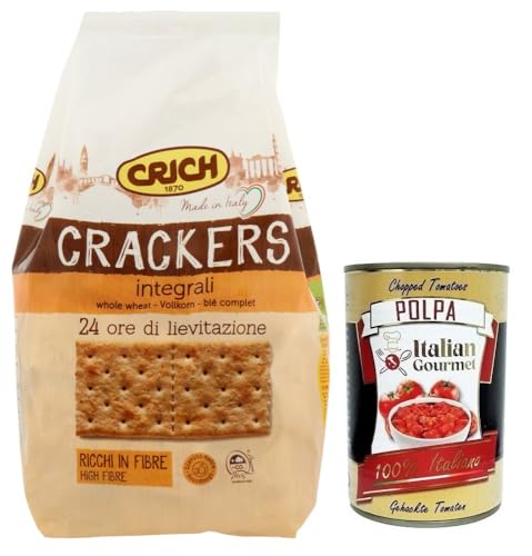 Crich Crackers Integrali,Ballaststoffreiche Vollkorncracker Cracker mit Sauerteig 750g + Italian Gourmet Polpa di Pomodoro 400g Dose von Italian Gourmet E.R.