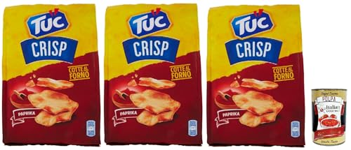 Crisp, Gusto Paprika, Knuspriges Blätterteiggebäck auf der Basis von im Ofen gegarten Kartoffeln chips mit 100% italienischem Weizen, 3x 100 g + Italian Gourmet polpa 400g Crisp, Gusto Paprika, Knuspriges Blätterteiggebäck auf der Basis von im Ofen gegarten Kartoffeln chips mit 100% italienischem Weizen, 3x 100 g + Italian Gourmet polpa 400g von Italian Gourmet E.R.