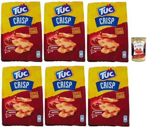 Crisp, Gusto Paprika, Knuspriges Blätterteiggebäck auf der Basis von im Ofen gegarten Kartoffeln chips mit 100% italienischem Weizen, 6x 100 g + Italian Gourmet polpa 400g Crisp, Gusto Paprika, Knuspriges Blätterteiggebäck auf der Basis von im Ofen gegarten Kartoffeln chips mit 100% italienischem Weizen, 6x 100 g + Italian Gourmet polpa 400g von Italian Gourmet E.R.