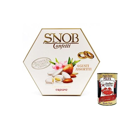 Crispo SNOB Lieto Evento Bianco Confetti Weißes Konfetti, 6 Verschiedene Geschmacksrichtungen 500g + Italian Gourmet Polpa di Pomodoro 400g Dose von Italian Gourmet E.R.