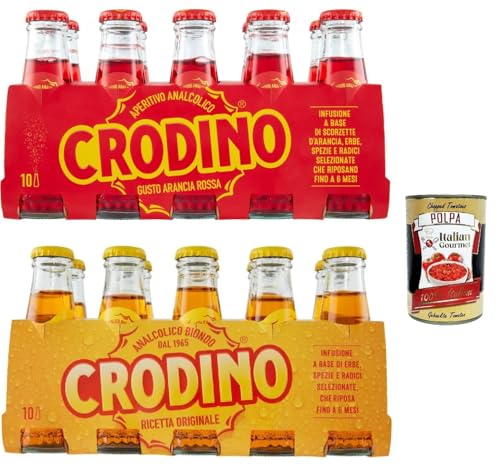 Crodino Testpaket, biondo und arancia rossa, Crodino 20x 100 ml Aperitif bitter, Italienischer nicht -alkoholischer Aperitif bereit zu trinken + Italian Gourmet polpa 400g Crodino Testpaket, biondo und arancia rossa, Crodino 20x 100 ml Aperitif bitter, Italienischer nicht -alkoholischer Aperitif bereit zu trinken + Italian Gourmet polpa 400g von Italian Gourmet E.R.