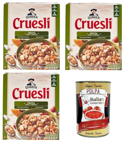 Cruesli Frutta Knusprige Getreideflocken mit Fruchtmischung 3x375gr + Italian Gourmet polpa 400g Cruesli Frutta Knusprige Getreideflocken mit Fruchtmischung 3x375gr + Italian Gourmet polpa 400g von Italian Gourmet E.R.