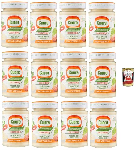 Cuore, Maionese Vegetale, Gemüse Mayonnaise, ohne Eier, 12x 180g Glas, mit pflanzlichen Proteinen, mit Linolsäure und Vitaminen und B6 + Italian Gourmet polpa 400g Cuore, Maionese Vegetale, Gemüse Mayonnaise, ohne Eier, 12x 180g Glas, mit pflanzlichen Proteinen, mit Linolsäure und Vitaminen und B6 + Italian Gourmet polpa 400g von Italian Gourmet E.R.