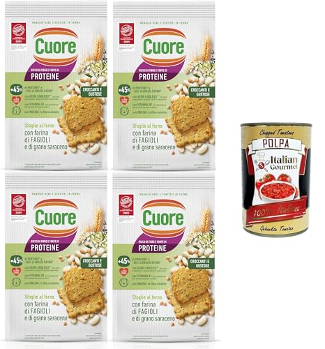 Cuore - Sfoglie Croccanti Fagioli Knusprige Bohnentaschen, gebacken, mit Bohnen- und Buchweizenmehl und Inulin 4x 170 g + Italian Gourmet polpa 400g Cuore - Sfoglie Croccanti Fagioli Knusprige Bohnentaschen, gebacken, mit Bohnen- und Buchweizenmehl und Inulin 4x 170 g + Italian Gourmet polpa 400g von Italian Gourmet E.R.