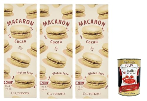 Cuorenero Macaron Cacao , gluten frei, gluten free, Kosher, Macaron Schokoalde 3x 42g + Italian Gourme tpolpa 400g Cuorenero Macaron Cacao , gluten frei, gluten free, Kosher, Macaron Schokoalde 3x 42g + Italian Gourme tpolpa 400g von Italian Gourmet E.R.