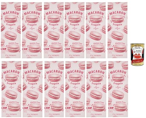 Cuorenero Macaron Fragola, gluten frei, gluten free, Kosher, Macaron Erdbeercreme 12x 42g + Italian Gourmet polpa 400g Cuorenero Macaron Fragola, gluten frei, gluten free, Kosher, Macaron Erdbeercreme 12x 42g + Italian Gourmet polpa 400g von Italian Gourmet E.R.