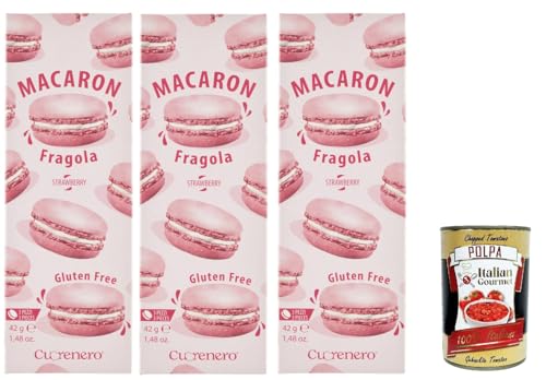 Cuorenero Macaron Fragola, gluten frei, gluten free, Kosher, Macaron Erdbeercreme 3x 42g + Italian Gourmet polpa 400g Cuorenero Macaron Fragola, gluten frei, gluten free, Kosher, Macaron Erdbeercreme 3x 42g + Italian Gourmet polpa 400g von Italian Gourmet E.R.