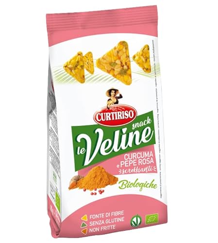 Curtiriso Le Veline Snack Curcuma e Pepe Rosa Scrokkinati Biologico BIO-Snack mit Kurkuma und Rosa Pfeffer 80g von Italian Gourmet E.R.