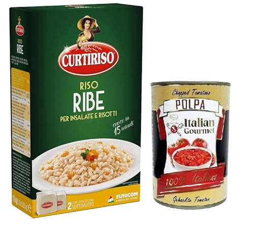 Curtiriso Riso Ribe,100% Italienischer Reis,Ideal für Salate und Risottos,15 Minuten,Packung mit 1Kg + Italian Gourmet Polpa di Pomodoro 400g Dose von Italian Gourmet E.R.