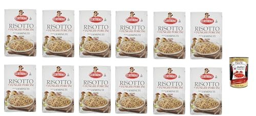 Curtiriso Risotto funghi porcini, Risotto mit Porcini -Pilze, fertiggerichte mit natürlichen Zutaten, 100% italienischer Reis, 12x 175g + Italian gourmet polpa 400g von Italian Gourmet E.R.