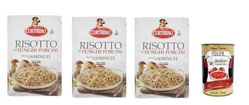 Curtiriso Risotto funghi porcini, Risotto mit Porcini -Pilze, fertiggerichte mit natürlichen Zutaten, 100% italienischer Reis, 3x 175g + Italian gourmet polpa 400g Curtiriso Risotto funghi porcini, Risotto mit Porcini -Pilze, fertiggerichte mit natürlichen Zutaten, 100% italienischer Reis, 3x 175g + Italian gourmet polpa 400g von Italian Gourmet E.R.