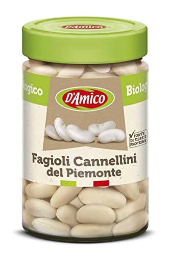 D'Amico Fagioli Cannellini del Piemonte Bio Bio-Cannellini-Bohnen aus dem Piemont Gekochte Bohnen erkunft Italien 310g von Italian Gourmet E.R.