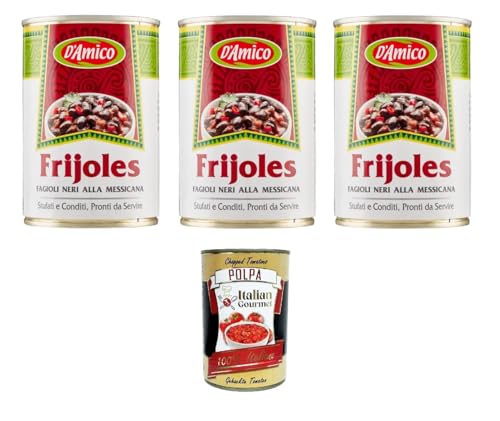 D'Amico Frijoles Fagioli Neri alla Messicana Schwarze Bohnen nach mexikanischer Art 3x400gr + Italian Gourmet polpa 400g D'Amico Frijoles Fagioli Neri alla Messicana Schwarze Bohnen nach mexikanischer Art 3x400gr + Italian Gourmet polpa 400g von Italian Gourmet E.R.
