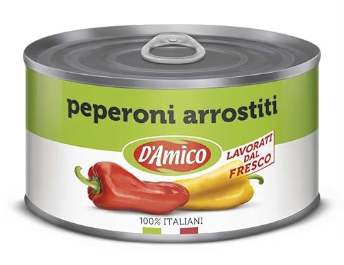D'Amico Peperoni Arrostiti Interi e Spellati Ganze und Geschälte Geröstete Peperoni Frisch Verarbeitet 400g von Italian Gourmet E.R.