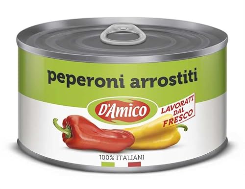 D'Amico Peperoni Arrostiti Interi e Spellati Ganze und Geschälte Geröstete Peperoni Frisch Verarbeitet 400g von Italian Gourmet E.R.