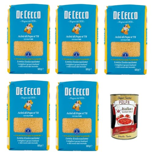 De Cecco Acini di Pepe N°78, 100% Italienisch Pasta Nudeln 5x 500g + Italian Gourmet Polpa 400g De Cecco Acini di Pepe N°78, 100% Italienisch Pasta Nudeln 5x 500g + Italian Gourmet Polpa 400g von Italian Gourmet E.R.