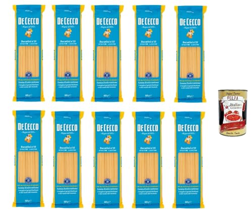 De Cecco Bucatini N°15 100% Italienisch Pasta Nudeln 10x 500g + Italian Gourmet Polpa 400g von Italian Gourmet E.R.