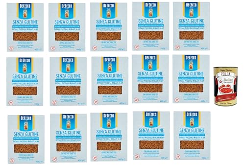 De Cecco Ditali Piccoli Rigati senza Glutine No. 23, Glutenfrei,100% Italienisch Pasta Nudeln gluten free 15x 400G + Italian Gourmet polpa 400g von Italian Gourmet E.R.