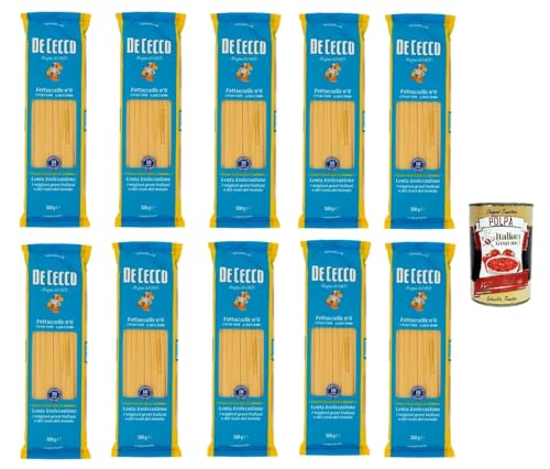 De Cecco Fettuccelle N°6 100% Italienisch Pasta Nudeln 10x 500g + Italian Gourmet Polpa 400g von Italian Gourmet E.R.