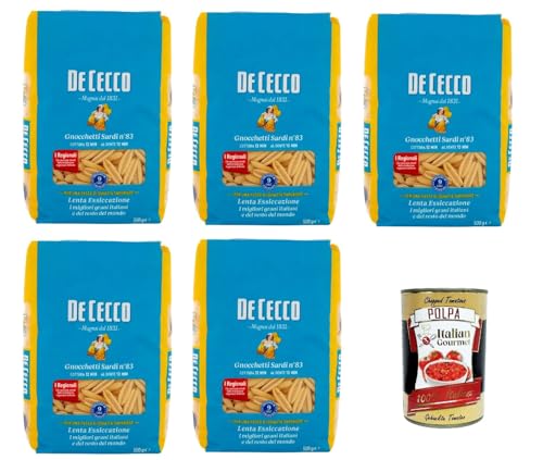 De Cecco Gnocchetti Sardi N°83, 100% Italienisch Pasta Nudeln 5x 500g + Italian Gourmet Polpa 400g von Italian Gourmet E.R.