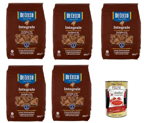 De Cecco Integrale Farfalle N° 93, Pasta integrale, Vollkornnudeln, 5x 500g + Italian Gourmet polpa 400g De Cecco Integrale Farfalle N° 93, Pasta integrale, Vollkornnudeln, 5x 500g + Italian Gourmet polpa 400g von Italian Gourmet E.R.