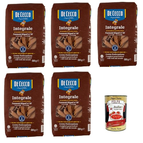 De Cecco Integrale Pennoni rigati N° 39, Pasta integrale, Vollkornnudeln, 5x 500g + Italian Gourmet polpa 400g De Cecco Integrale Pennoni rigati N° 39, Pasta integrale, Vollkornnudeln, 5x 500g + Italian Gourmet polpa 400g von Italian Gourmet E.R.