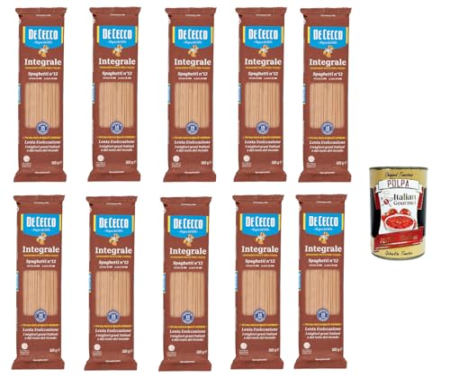 De Cecco Integrale Spaghetti N° 12, Pasta integrale, Vollkornnudeln, 10x 500g + Italian Gourmet polpa 400g von Italian Gourmet E.R.