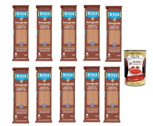 De Cecco Integrale Spaghettoni quadrati N° 413, Pasta integrale, Vollkornnudeln, 10x 500g + Italian Gourmet polpa 400g von Italian Gourmet E.R.