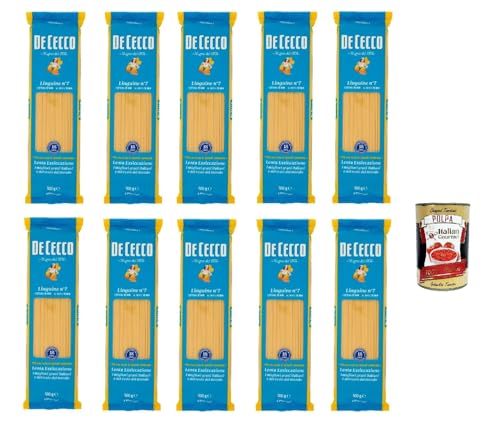 De Cecco Linguine n. 7 100% Italienisch Pasta Nudeln 10x 500g + Italian Gourmet Polpa 400g von Italian Gourmet E.R.