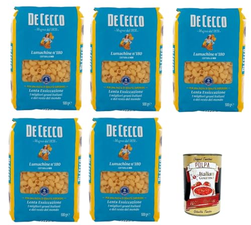 De Cecco Lumachine N°180, 100% Italienisch Pasta Nudeln 5x 500g + Italian Gourmet Polpa 400g von Italian Gourmet E.R.