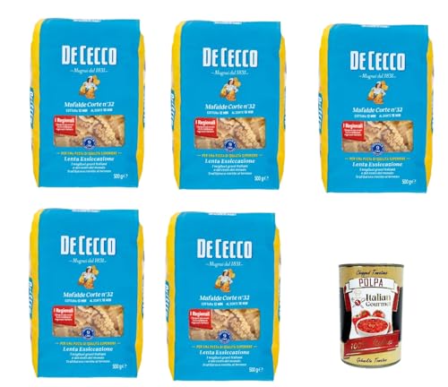 De Cecco Mafaldine corte N°32 100% Italienisch Pasta Nudeln 5x 500g + Italian Gourmet Polpa 400g von Italian Gourmet E.R.