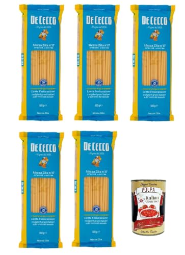 De Cecco Mezza Zita N°17 100% Italienisch pasta Nudeln 5x 500g + Italian Gourmet Polpa 400g von Italian Gourmet E.R.