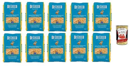 De Cecco Mezze Penne rigate N°141 100% Italienisch Pasta Nudeln 10x 500g + Italian Gourmet Polpa 400g von Italian Gourmet E.R.