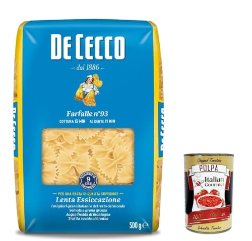 De Cecco Pasta Farfalle n. 93 100% Italienisch Nudeln 5x 500g + Italian Gourmet Polpa 400g von Italian Gourmet E.R.