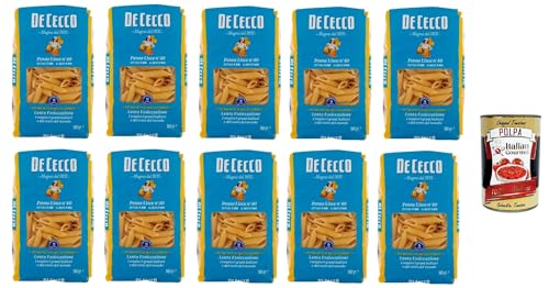 De Cecco Penne lisce N°40, 100% Italienisch Pasta Nudeln 10x 500g + Italian Gourmet Polpa 400g von Italian Gourmet E.R.