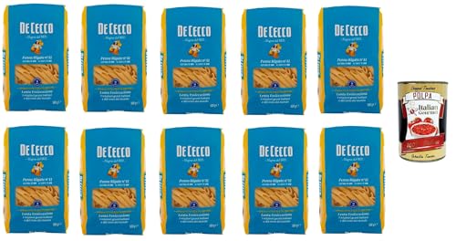 De Cecco Penne rigate N°41, 100% Italienisch Pasta Nudeln 10x 500g + Italian Gourmet Polpa 400g von Italian Gourmet E.R.